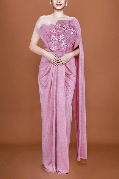 Pink concept sari set