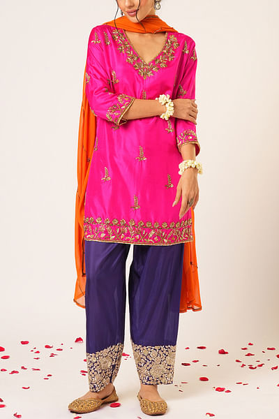 Pink embroidered kurta set