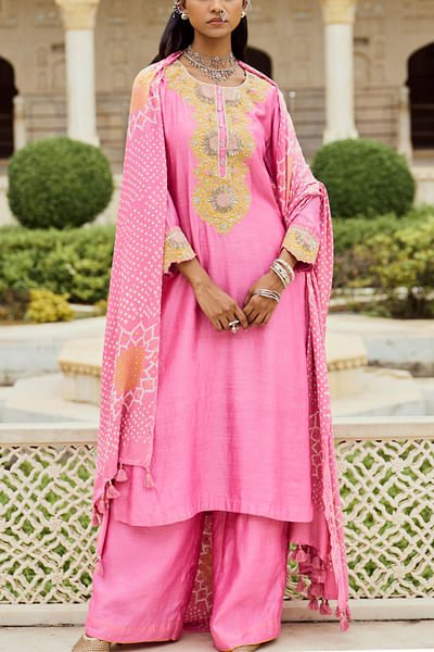 Pink embroidered kurta set