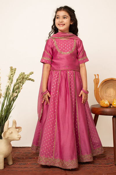 Pink embroidered lehenga set