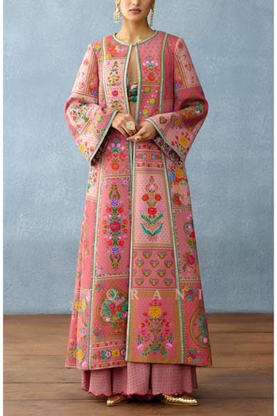 Torani Pink floral print jacket set HOTMAR246073