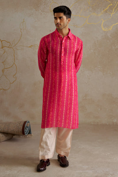 Pink floral printed kurta set