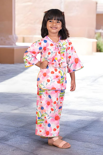 Pink floral printed kurta set