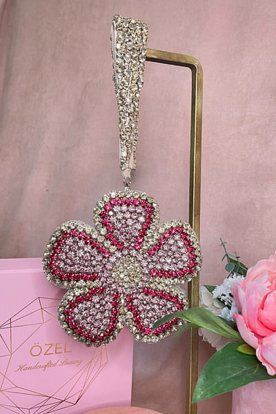 Pink floral rhinestone mini bag