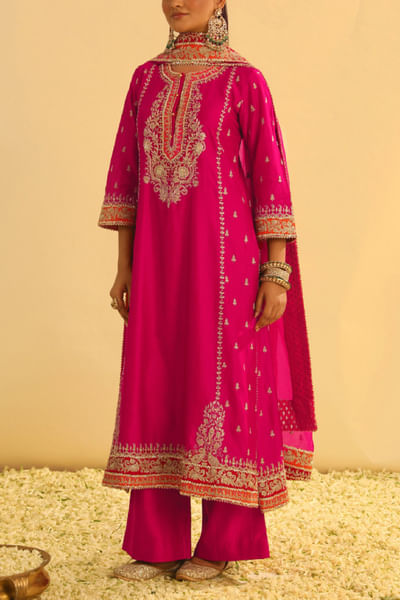 Pink gota embroidered kurta set