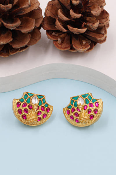Pink kundan earrings