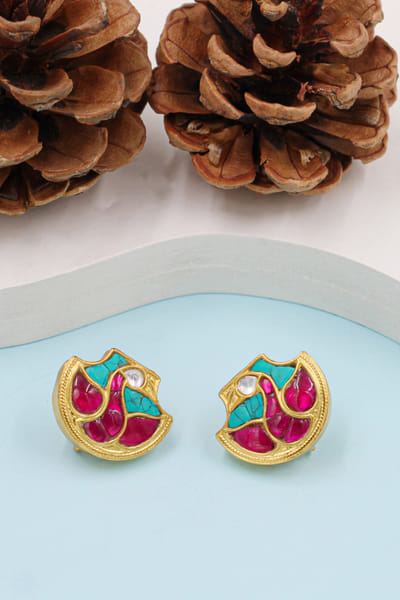 Pink kundan embellished earrings