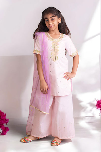 Pink mukaish work sharara set