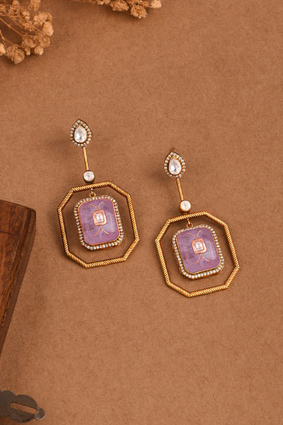 Pink octagonal stone danglers