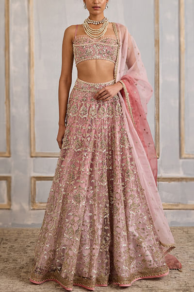 Pink ombre sequin embroidered lehenga set