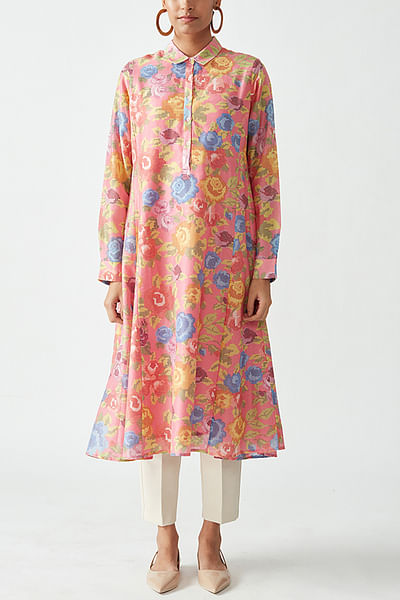 Pink printed A-line tunic
