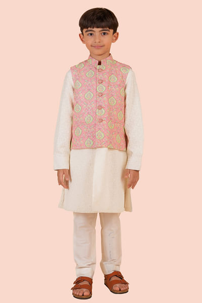 Pink printed bandi and kurta set