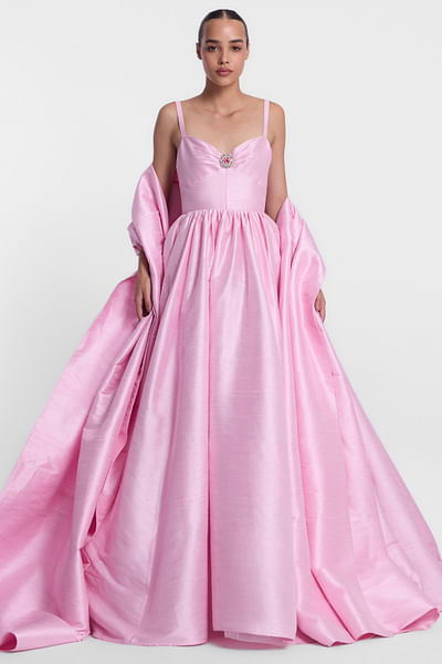 Pink raw silk gown