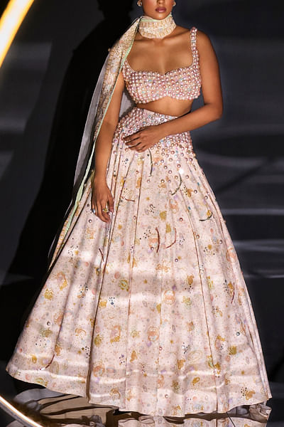 Poudre pearl embellished lehenga set