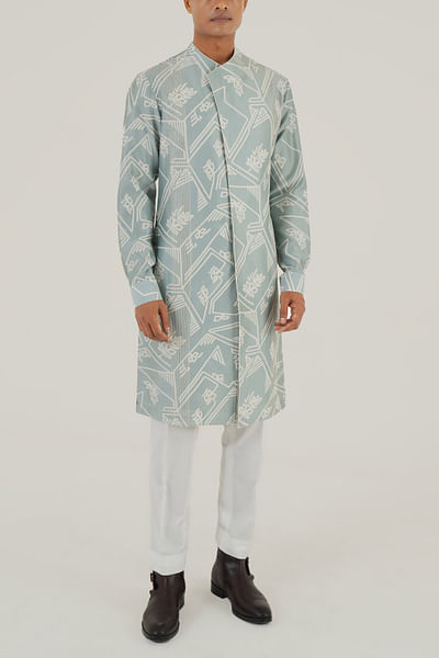 Powder blue artsy printed kurta set
