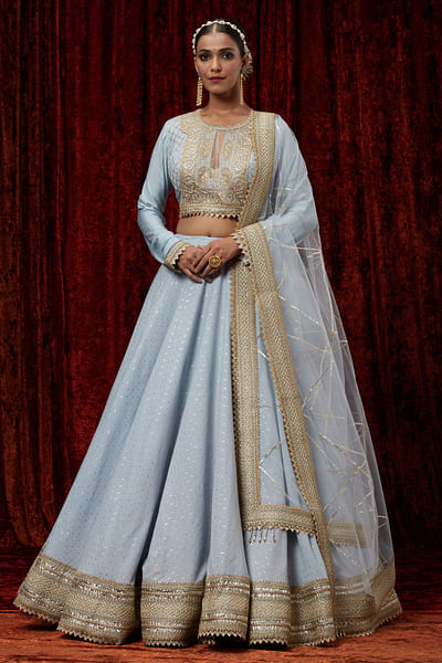 Powder blue gota embroidered lehenga set
