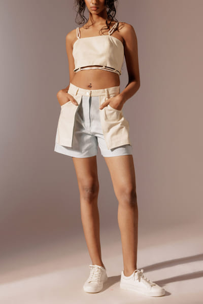 Advait Powder blue pocket detail shorts AVTMAR24D102