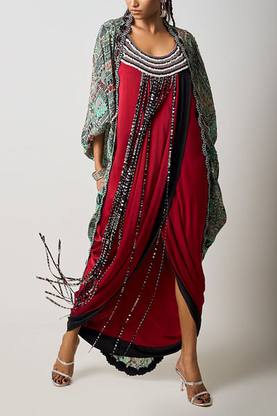 Printed gather kite and sack dress