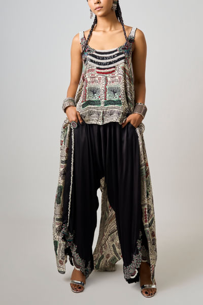 Printed singlet and drape pants