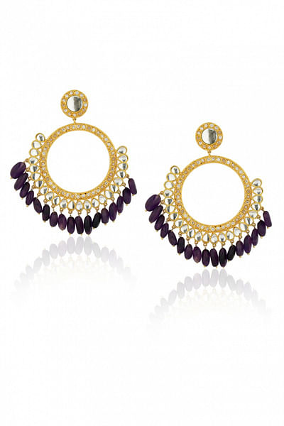 Purple amethyst and polki earrings
