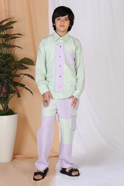 Purple and blue colour block co-ords