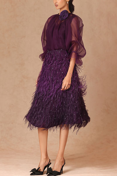 Purple crystal embellished skirt set