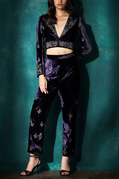 Purple cutdana embroidered co-ords
