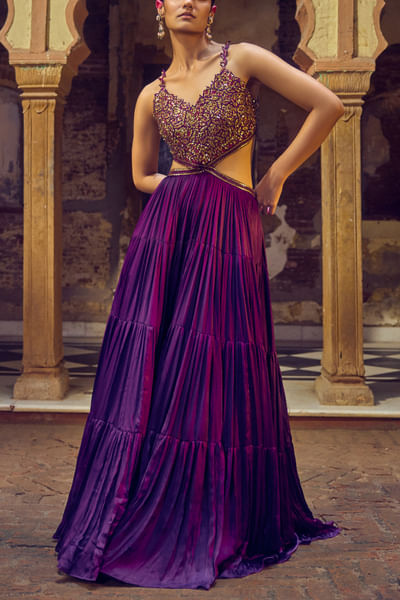 Purple cutout maxi dress