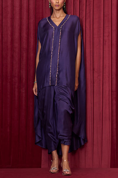 Purple embellised cape set