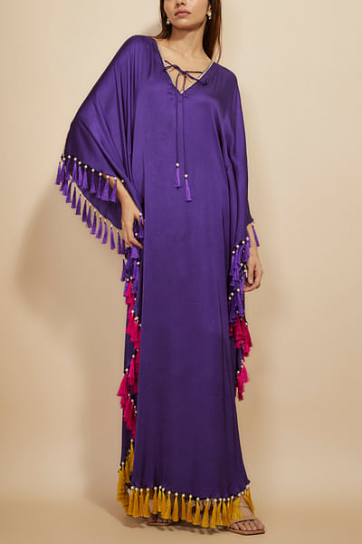 Purple embroidered kaftan