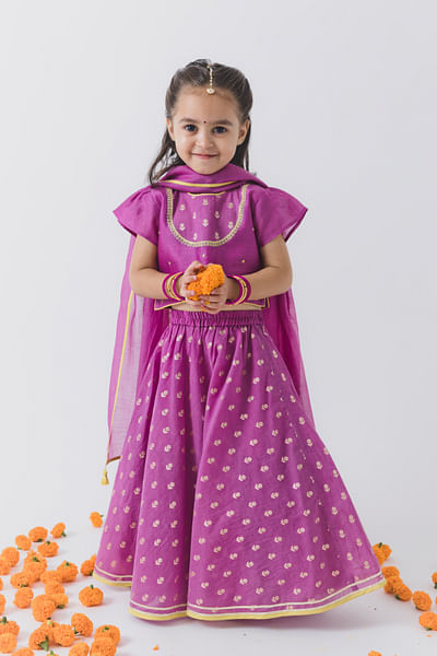 Purple embroidered lehenga set
