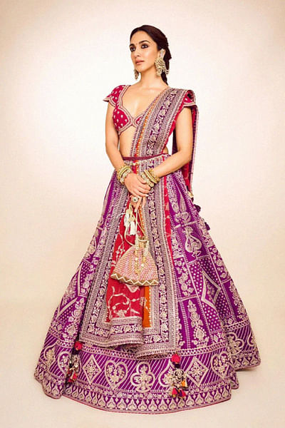 Purple embroidered lehenga set