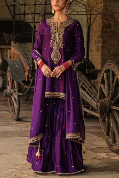 Niti Bothra Purple floral embroidery sharara set NITJAN24DP202