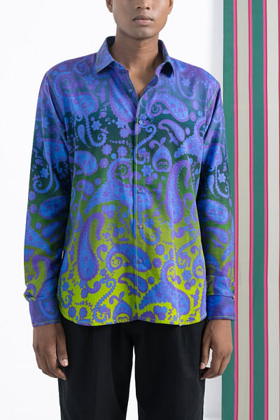 Purple paisley printed shirt