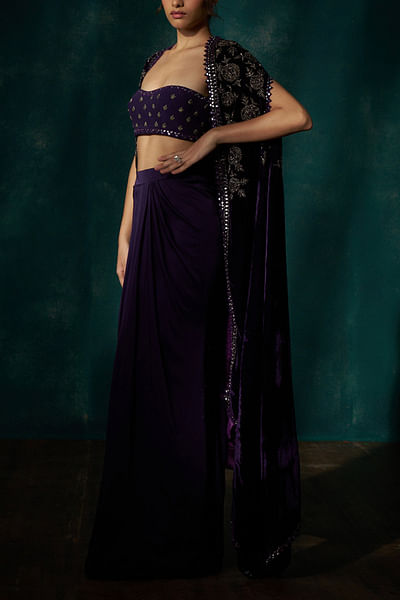 Purple pleated skirt set