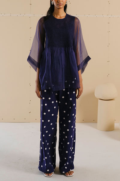 Purple polka dot printed pants