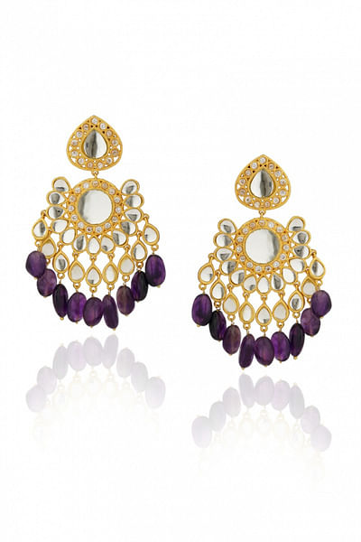 Purple polki and amethyst earrings