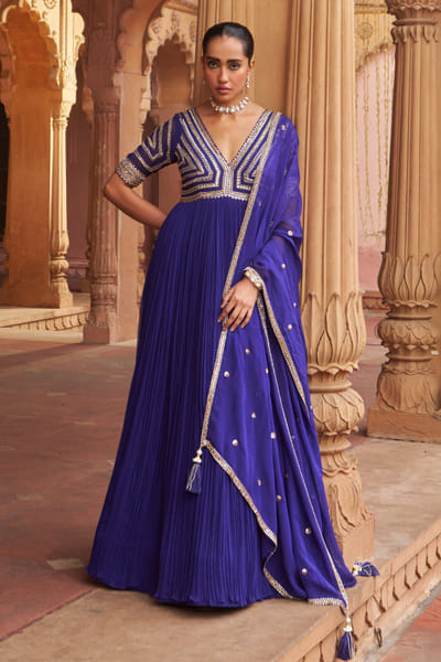 Nidhika Shekhar Purple sequin embroidered anarkali set NIDFEB25D116501
