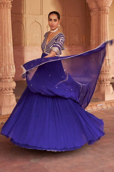 Nidhika Shekhar Purple sequin embroidered anarkali set NIDFEB25D116501