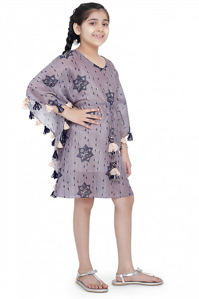 Purple star and linear printed kaftan