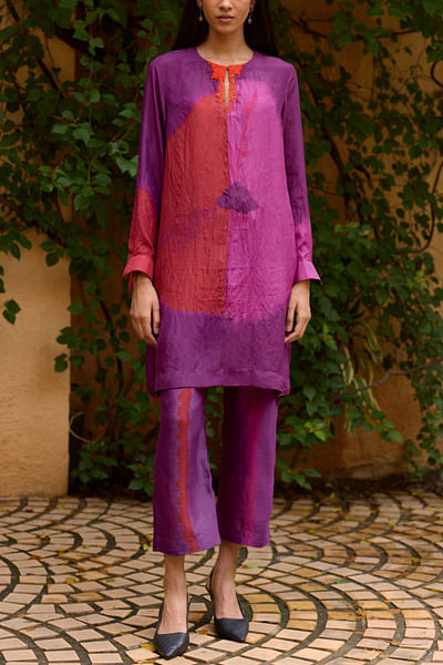 Purple tie-dye tunic set