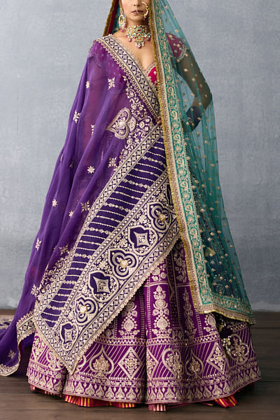 Purple zari embroidered lehenga set