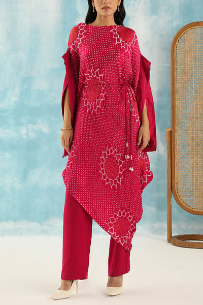 Rani Pink bandhani kaftan dress