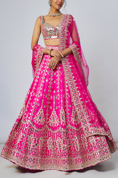 Rani pink embroidered lehenga set