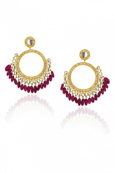 Rani pink faux stone and polki earrings