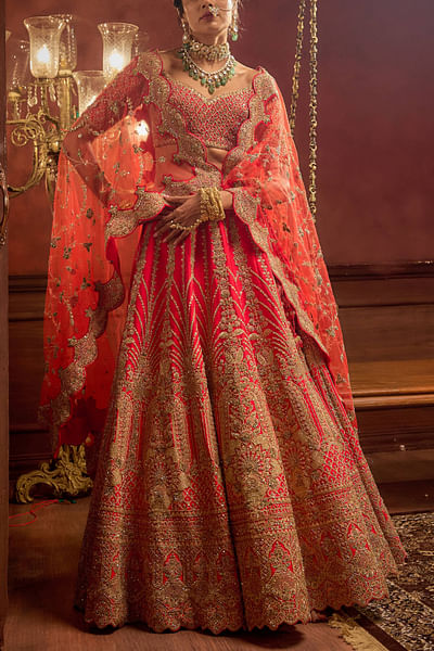 Rani pink floral embroidered lehenga set