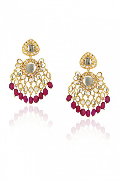 Rani pink polki and faux stone earrings