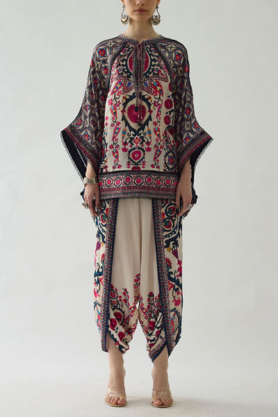 Raspberry artisanal printed tunic