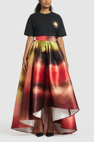 Red and green shaded skirt