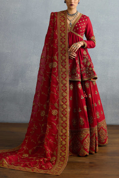 Torani Red badla embroidery lehenga set HOTNOV24D229